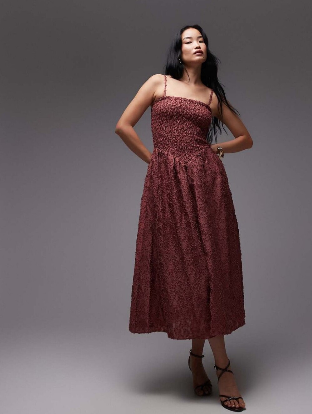& Other Stories 3D Floral Midi Dress Size 10